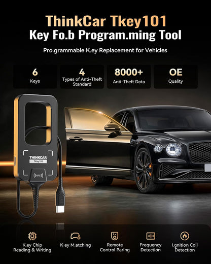 THINKCAR TKEY101 Key Fob Replacement Kits for Vehicles Keyless Entry Remote Control with 3 Button Keypads, OE Quality, Work with THINKSCAN 689, THINKSCAN 689BT Scan Tool