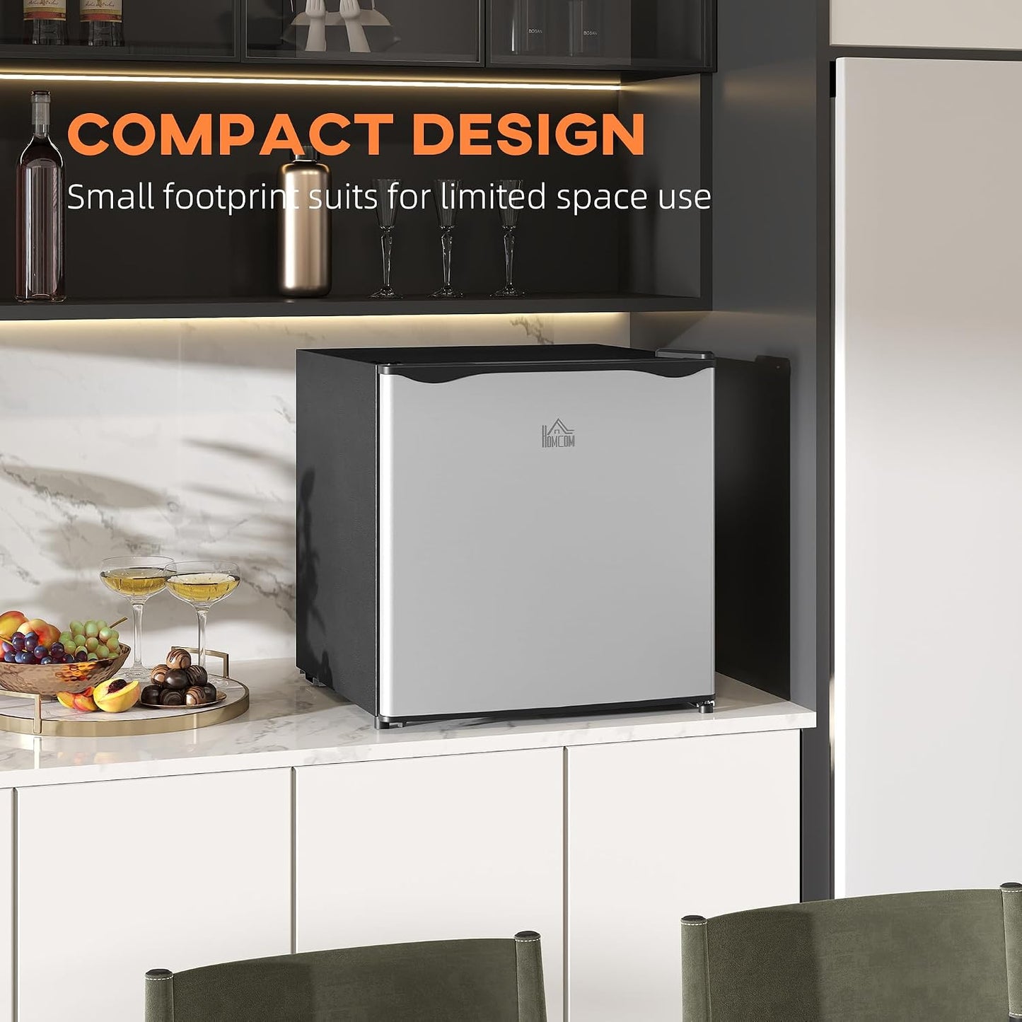 HOMCOM Mini Freezer Countertop Compact Upright Freezer 1.1 Cu.Ft Silver