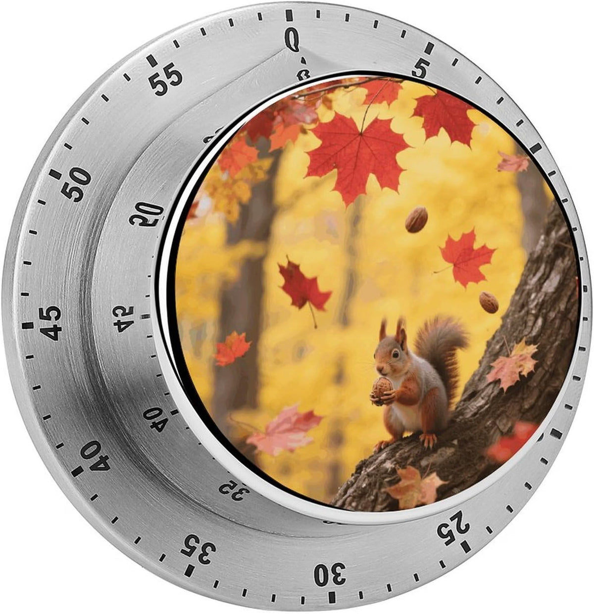WSOIHFEC Maple Leaf Fall Digital Kitchen Timer, Magnetic Countdown & Count Up Timer with Loud 90dB Alarm, Stainless Steel, Orange