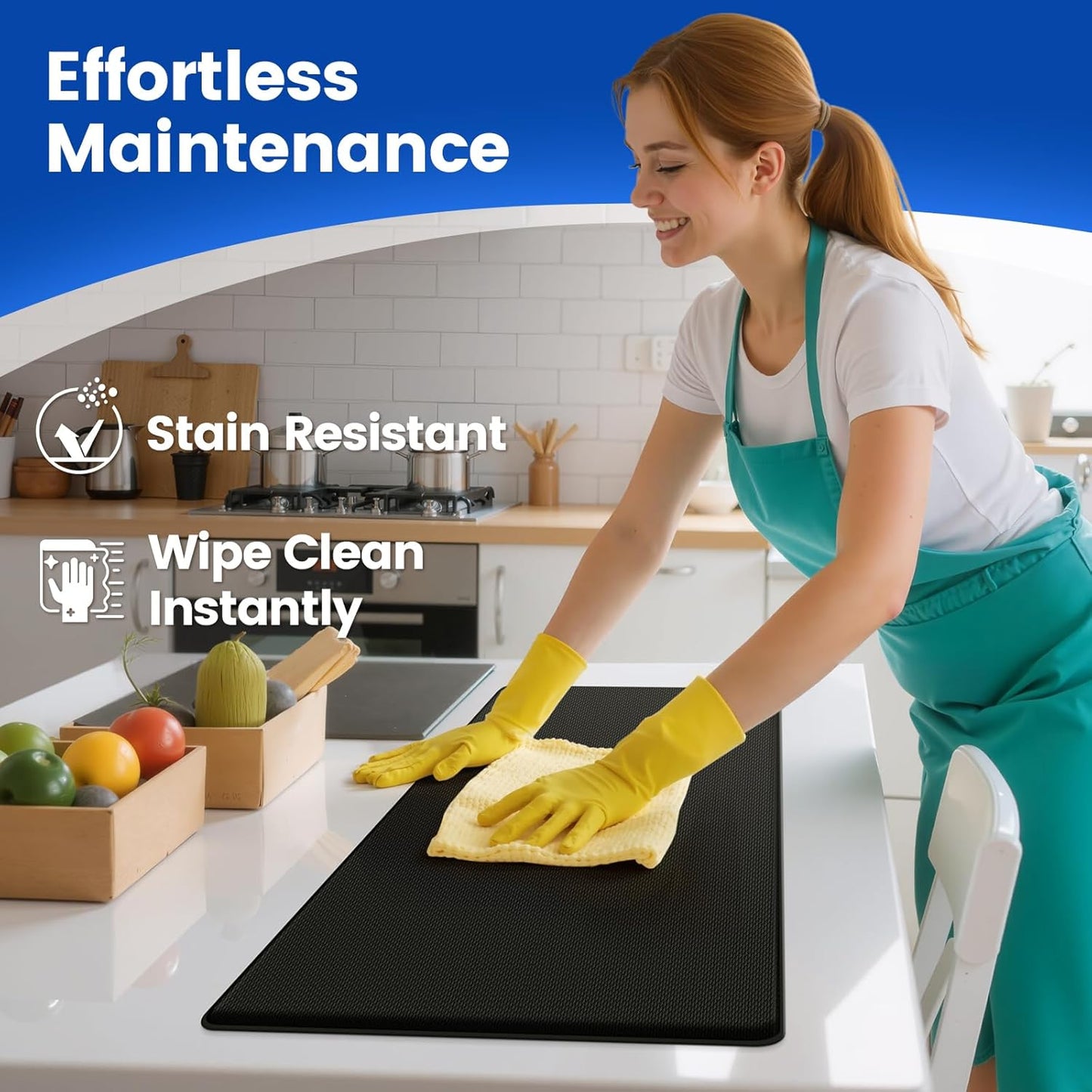 Kitchen Mats for Floor, 3-Piece Cushioned Soft Kitchen Rugs, Non-Slip Waterproof Floor Mats