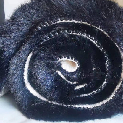 Ghouse Faux Rabbit Fur Round Rug 3ft Black Round Rugs for Bedroom Decor Fluffy Area Rugs for Living Room, no-Shedding Carpet Sheepskin Washable Rug Rome Decor