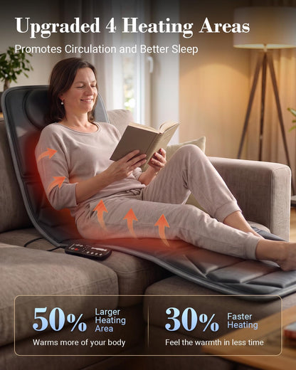CuPiLo Full Body Massage Mat with Heat, 66.5" Heated Massage Pad, 10 Vibration Motors, 4 Heat Zones, 5 Modes, 3 Intensities