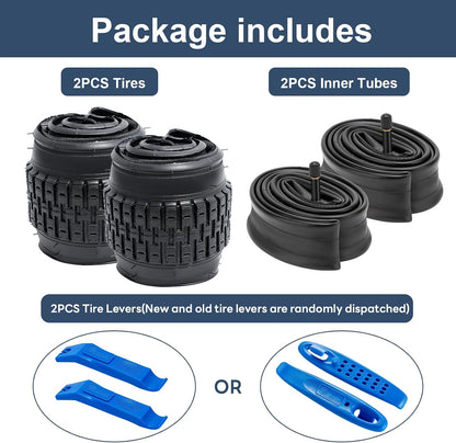 YunSCM 2-Pack 20" x 2.125 Bike Tires with Tubes, All-Terrain Directional Tread Bicycle Tires for BMX & Multi-Surface Riding, 40 PSI, Y-1106