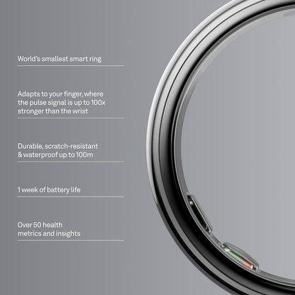 OURA Ring 5 Smart Ring | Silver Size 10, Fitness & Sleep Tracker, Health Monitoring & AI Advisor