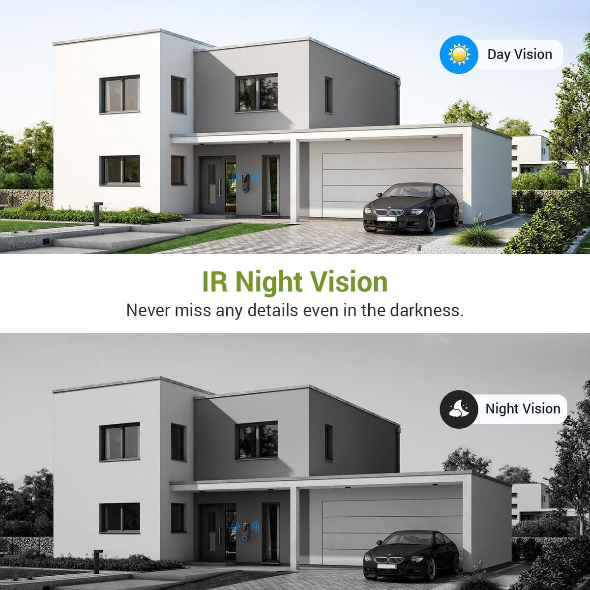 Lunelyx 1080P Wireless Video Doorbell Camera, AI Human Detection, Color Night Vision, 2-Way Audio, Motion Alerts, 2.4GHz Wi-Fi