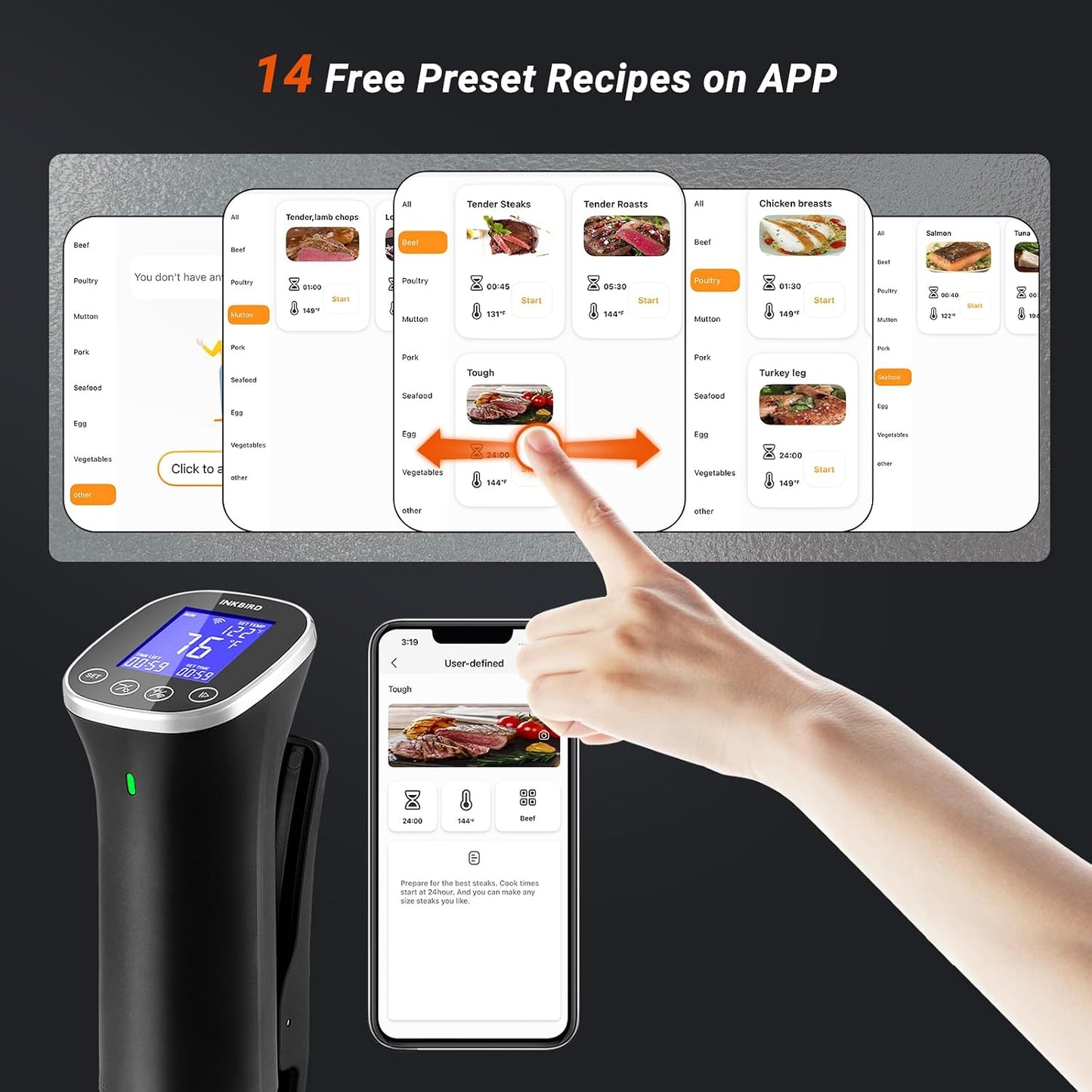 INKBIRD WiFi Immersion Circulator for Sous Vide, 1000W IPX7 Waterproof Precision Cooker with App Control
