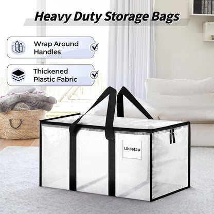 ukeetap 8 Pack Extra Large Clothes Storage Bins with Lids, Clear