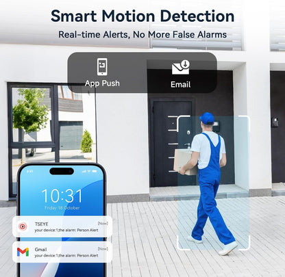 VORGUT 4-Channel Wired Security Camera System, 4X 1080P Outdoor CCTV Cameras, 500GB HDD, 24/7 Recording, Night Vision, Motion Detection, Weatherproof