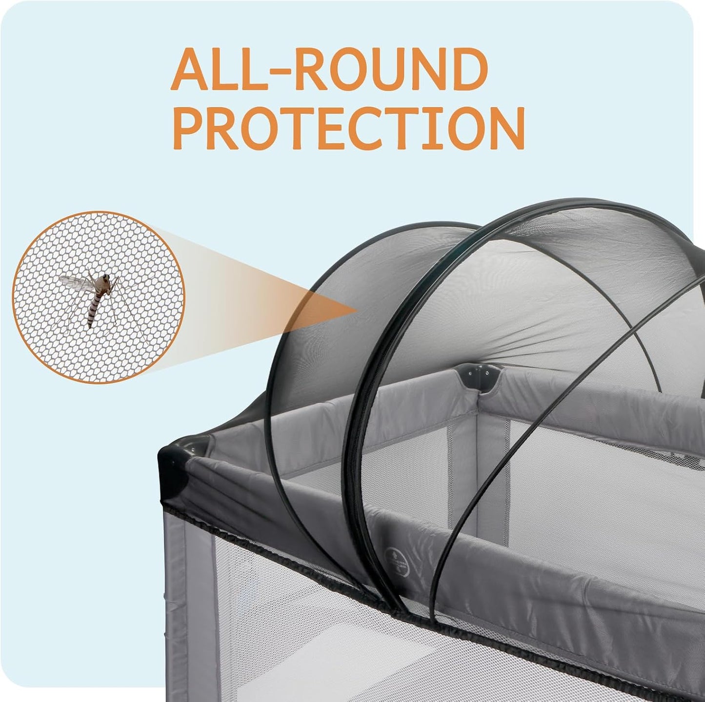 BEBONO Mosquito Net Cover for Pack N Play, Universal Playpen Mesh Cover with Storage Bag, Black
