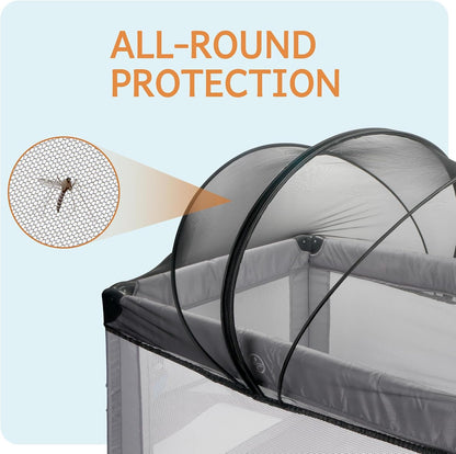 BEBONO Mosquito Net Cover for Pack N Play, Universal Playpen Mesh Cover with Storage Bag, Black