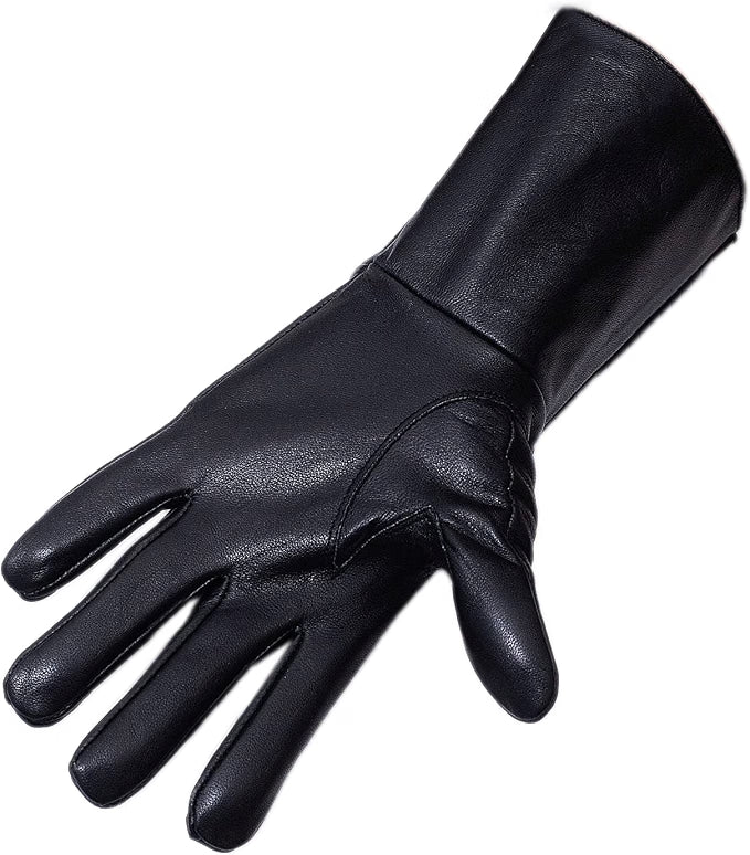 HyperionFlo Essentials Long Cuff Leather Gloves, Soft Leather Gauntlet Gloves for Costumes, Renaissance, Medieval & Stage Wear