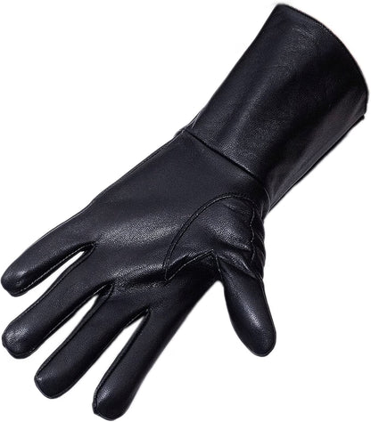 HyperionFlo Essentials Long Cuff Leather Gloves, Soft Leather Gauntlet Gloves for Costumes, Renaissance, Medieval & Stage Wear