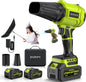YUQUESEN Cordless Leaf Blower, 980,000 RPM Handheld Leaf Blower with 2 Batteries & Charger, Lightweight Leaf Blowers for Patio, Lawn, Leaves, Dust - Bright Green