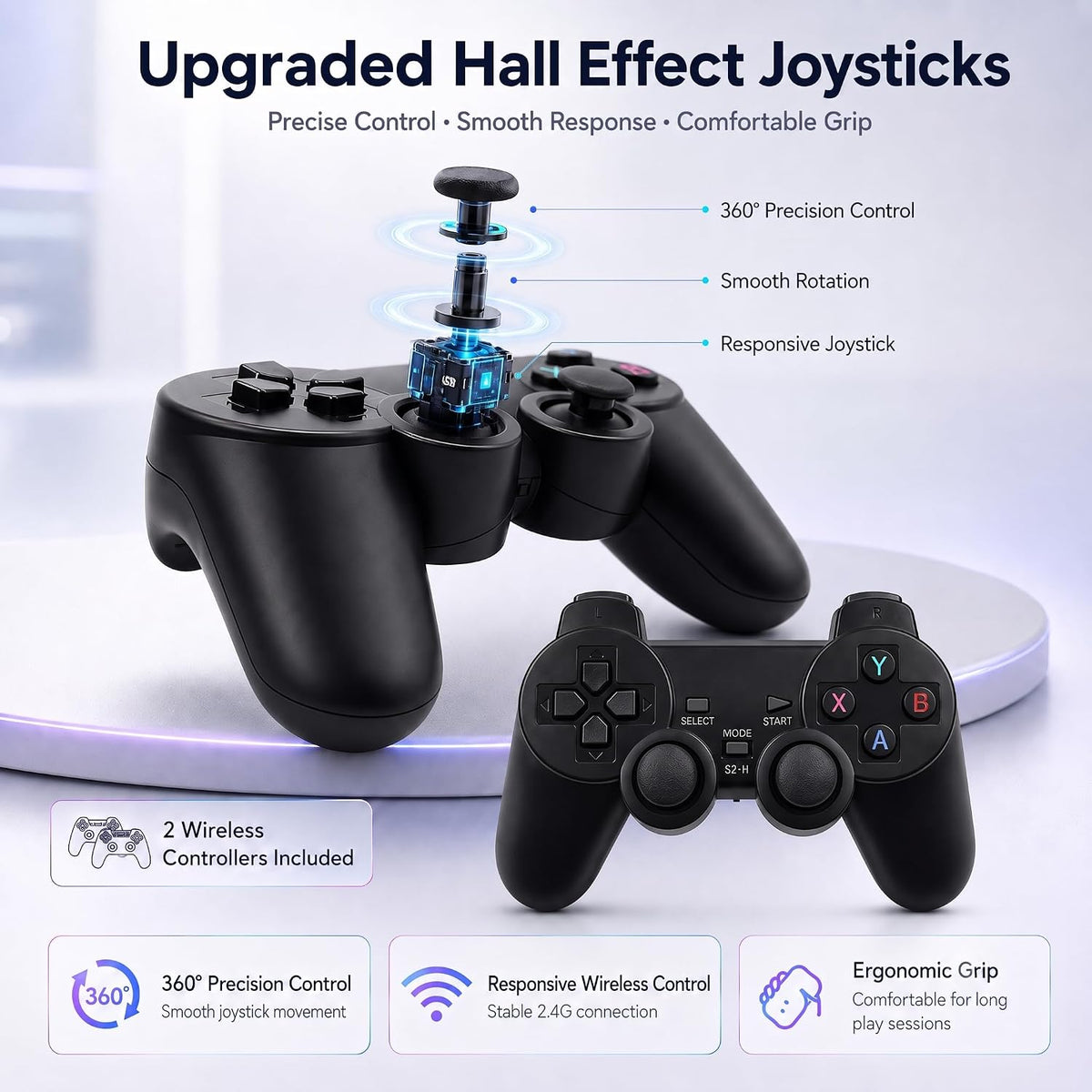 M8 Plus Retro Game Console Stick, 20000+ Classic Video Games Built-in 64GB, 23 Emulators Plug and Play TV Game Stick with Dual 2.4G Wireless Controllers, 4K HDMI Output for TV/Monitor/Projector