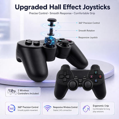 M8 Plus Retro Game Console Stick, 20000+ Classic Video Games Built-in 64GB, 23 Emulators Plug and Play TV Game Stick with Dual 2.4G Wireless Controllers, 4K HDMI Output for TV/Monitor/Projector