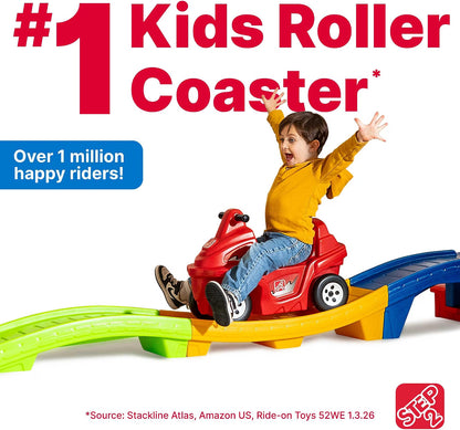 Step2 Up & Down Roller Coaster Kids Ride-On Toy, 9-Foot Track with ATV-Style Car, Indoor & Outdoor Toddler Playset, 50 lb. Weight Capacity, Multicolor