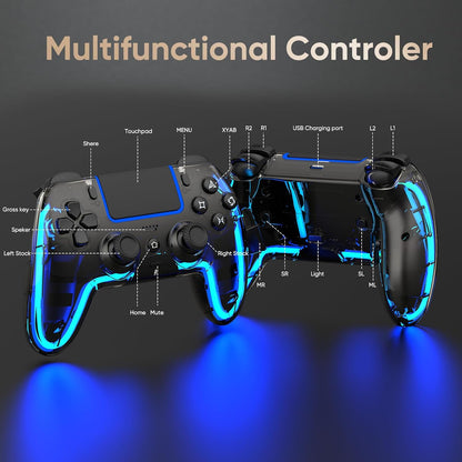 BETMI Wireless Controller for PS5, Pro/Slim/MAC/Steam Deck/PC, Hall Effect Joystick, Dual Vibration/Macro/Turbo, 3.5mm Jack, 6-Axis, Mute Key, LED Gamepad with Speaker (4 Lighting Effects, 9 Light Colors)