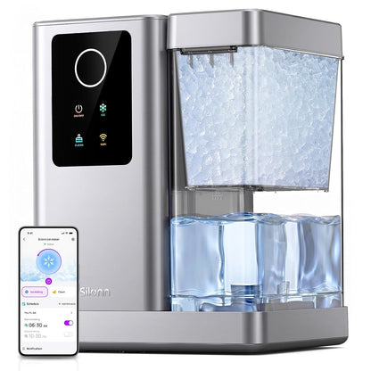 Silonn Nugget Ice Maker Countertop, Auto Drop Ice, Self Cleaning Ice Machine, 40 lbs/24H Soft Chewable Ice, Self Dispensing Nugget Ice Maker for Home, Kitchen and Party