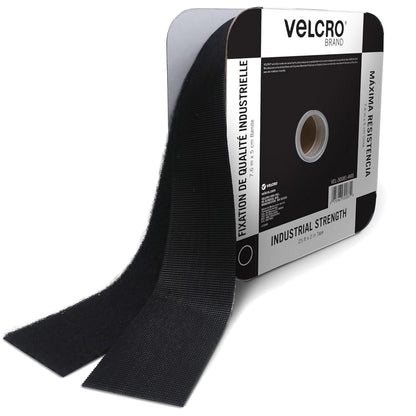 VELCRO Brand Heavy Duty Tape, Black, 2in x 25ft Bulk Roll, Holds 10 lbs Industrial Strength Adhesive Sticky Back Fastener For Indoor And Outdoor Use, Secures Items To Walls, Doors And Equipment