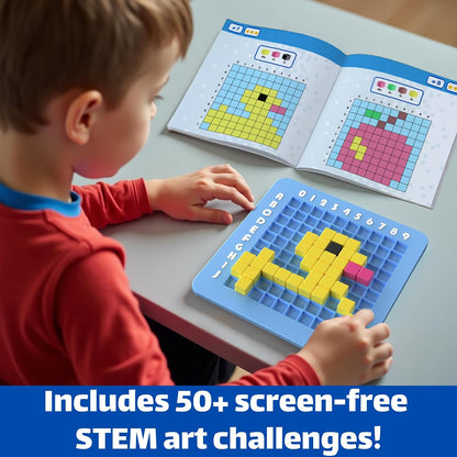 CYOEST STEM Pixel Art Kit for Kids Ages 5+, Creative Arts & Crafts Activity Set with 50+ Patterns, 4 STEM Challenges & 3 Difficulty Levels, Educational Gift for Boys & Girls