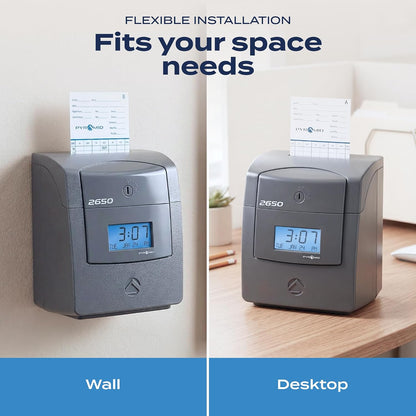 Pyramid Time Systems 2650 Auto-Aligning Punch Clock | Employee Time Clock with 25 Time Cards & Security Lock