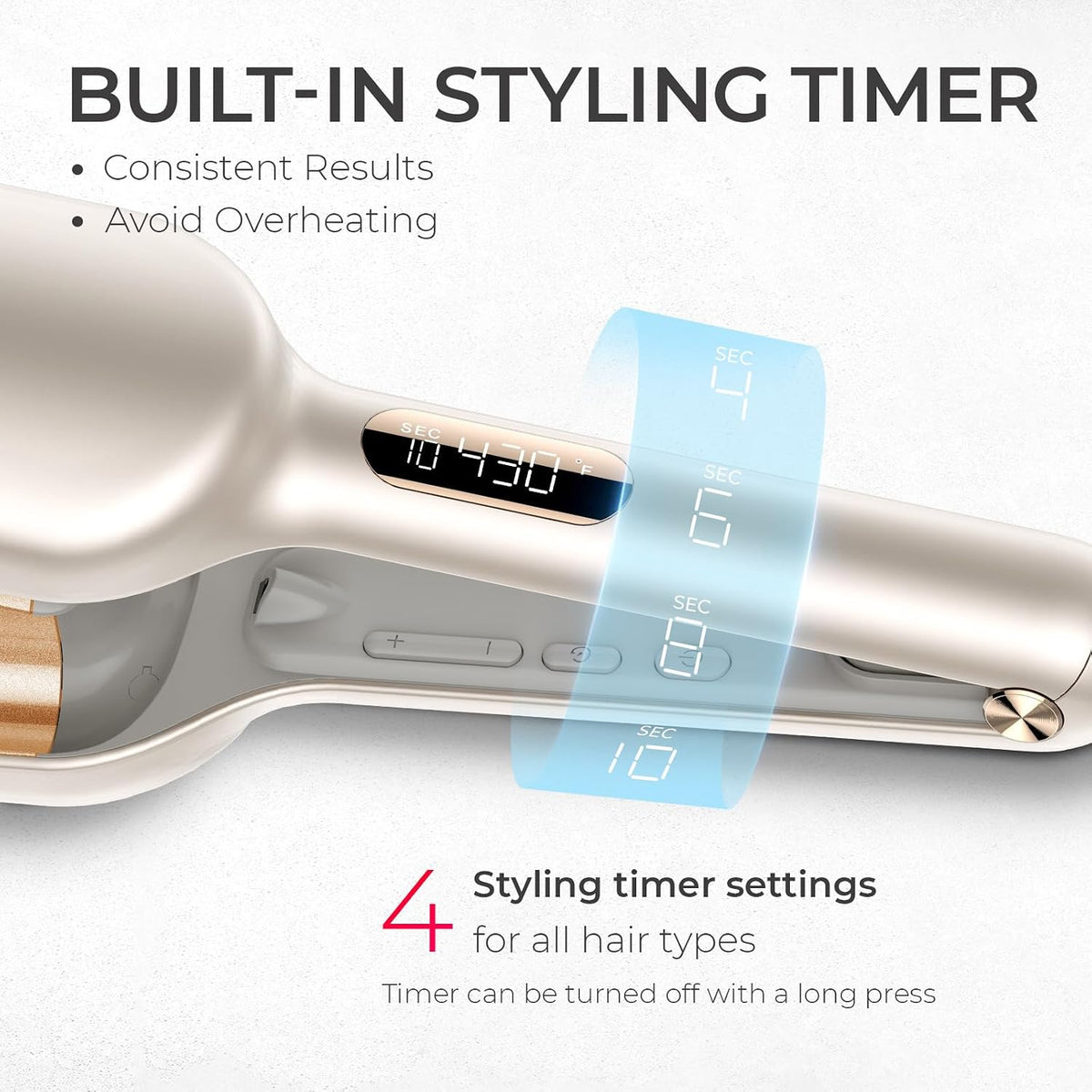 Curling Iron Hair Crimper Waver, TYMO ROVY Beach Waves Hair Curler Ionic Curling Wand, 3 Barrel Crimper Hair Tool for Women, Dual Voltage, Anti-Scald, Easy to Use, Elegant Gold, 1.25 Inch
