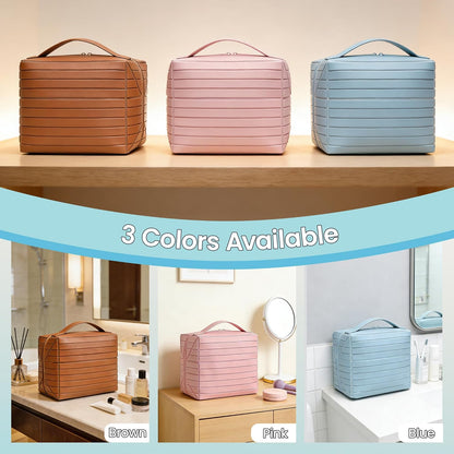 HyperionFlo Essentials Fold-Down Standing Makeup Bag Travel Toiletry Organizer