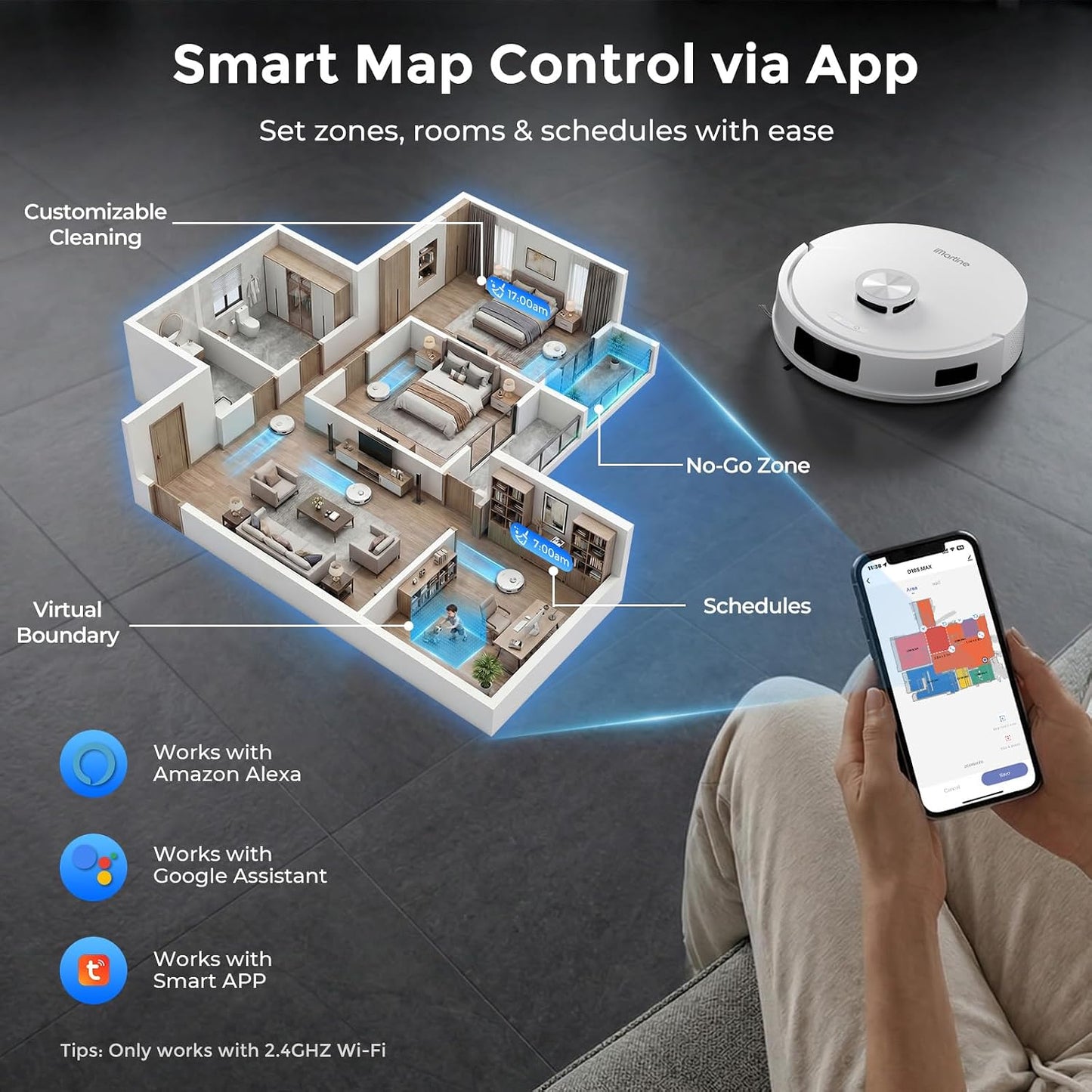 Robot Vacuum and Mop Combo, Robot Vacuum Cleaner with Bagless Self Emptying Station, 18000Pa Suction, LiDAR Navigation, ideal for Pet Hair, Carpet & Hard Floor, Compatible with App/Alexa/Voice Control