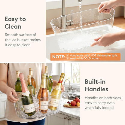 Lifewit 13L Plastic Ice Bucket for Parties, 2-Pack BPA-Free PET Beverage Tub with Comfortable Handles, Shatterproof Drink Cooler for Champagne, Cocktails, Mimosa & Soda Bar
