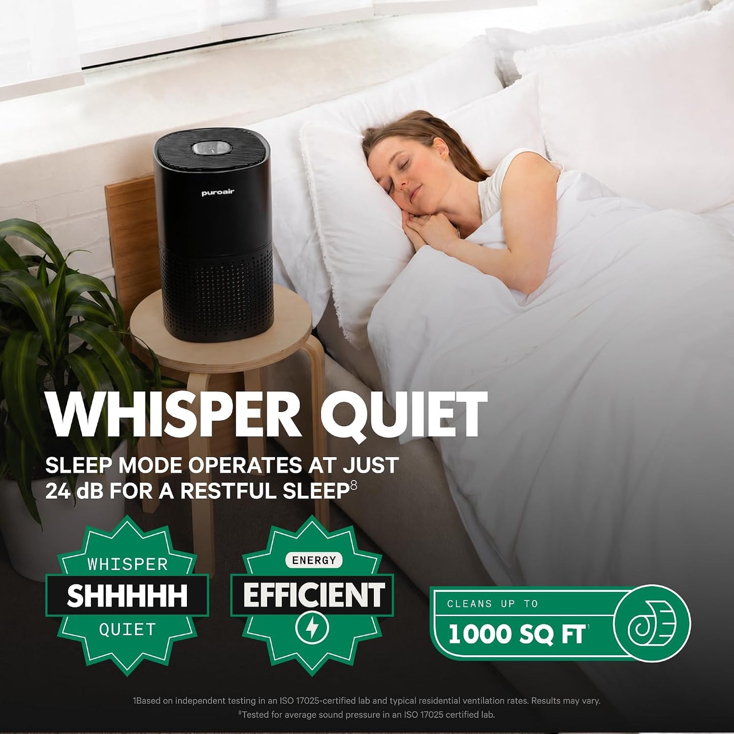 PuroAir 240 HEPA Air Purifiers for Home Pets Bedroom - Filter 1,000 Ft² 3-Layer Air Filter with CarbonTech for Smoke, Odor, Allergies is 500X Stronger - Auto Air Quality Sensor, Quiet Sleep Mode