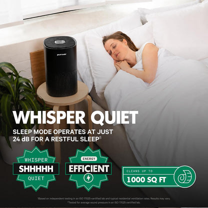 PuroAir 240 HEPA Air Purifiers for Home Pets Bedroom - Filter 1,000 Ft² 3-Layer Air Filter with CarbonTech for Smoke, Odor, Allergies is 500X Stronger - Auto Air Quality Sensor, Quiet Sleep Mode