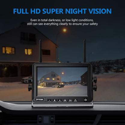 2 Magnetic Solar Wireless Backup Camera with 7" 1080P IPS DVR Monitor 1Min DIY Setup Rechargeable Reverse Camera System for Hitching Gooseneck Horse Trailer Fifth Wheels RV Camper Truck Car AP7-2