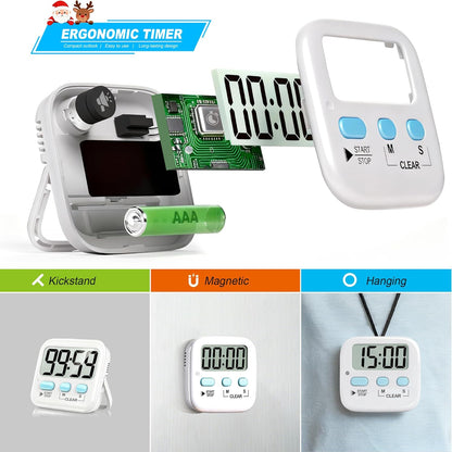 Antonki Digital Kitchen Timer 2-Pack with Alarm