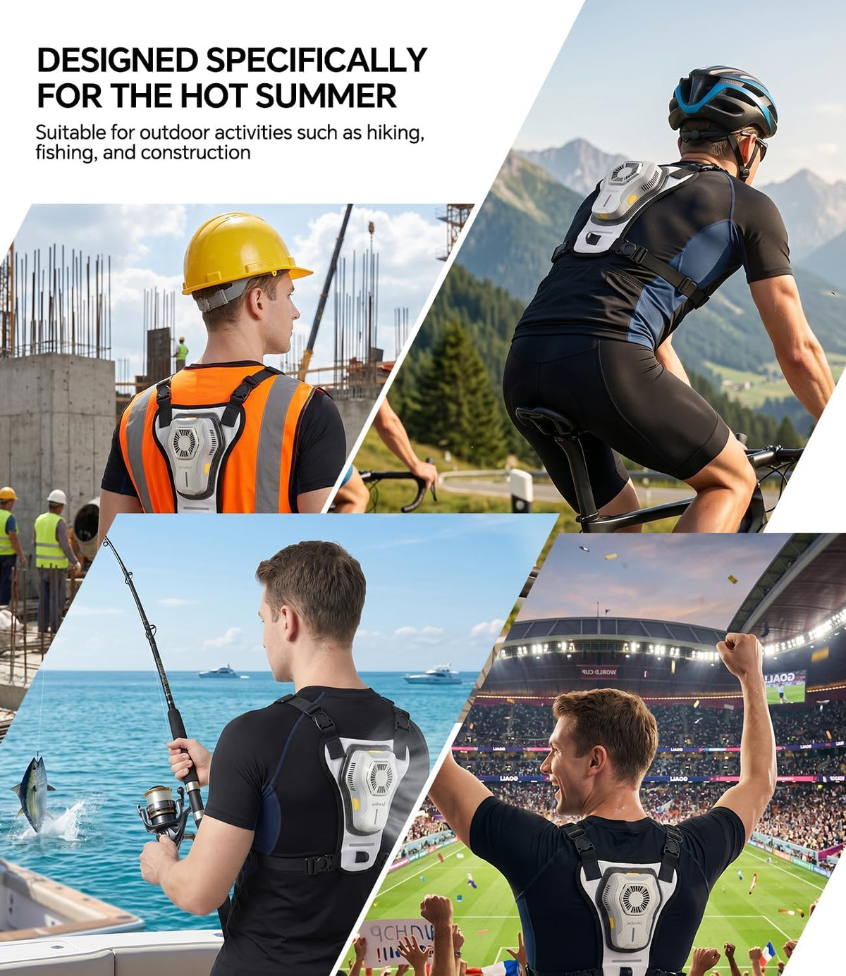 THEKUKU Cooling Vest with 30000mAh Power Bank, Portable Cooling Jacket for Men Women, Wearable Fan for Construction, Cosplay, Fishing and Outdoor Work-Black