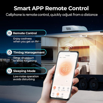 FOGATTI RV AC Unit 16K BTU, with Heat Pump, Non-Ducted, White APP & WiFi Control, Low-Profile Rooftop RV, Energy-Efficient Cooling, Quiet Operation, Fits Trailers Campers, ETL Certified