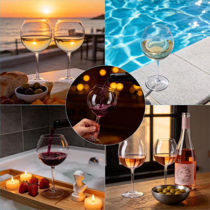 Goodluck 18 oz Floating Pool Wine Glasses, 2-Pack BPA-Free Tritan Plastic Wine Cups with Sunflower Lids, Shatterproof Reusable Pool & Hot Tub Drinkware, Clear