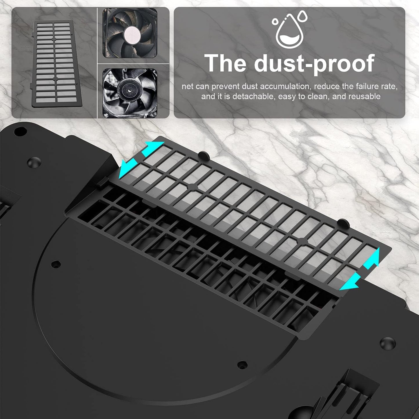 IETS GT500 Powerful Turbo-Fan (4200 RPM) Laptop Cooling Pad with Infinitely Variable Speed,Seal Foam for Rapid Cooling Gaming Laptop,Dust Filter for Protect Laptop,13-17.3inch Laptop Cooler