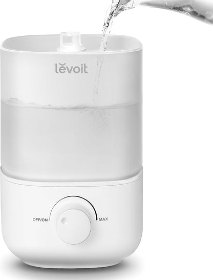 Levoit Top Fill Humidifiers for Bedroom, 2.5L Tank for Large Room, 28dB Easy to Fill & Clean, Quiet Cool Mist Air Humidifier for Home Baby Nursery & Plants, Auto Shut-off for Safety, 25H Lasting