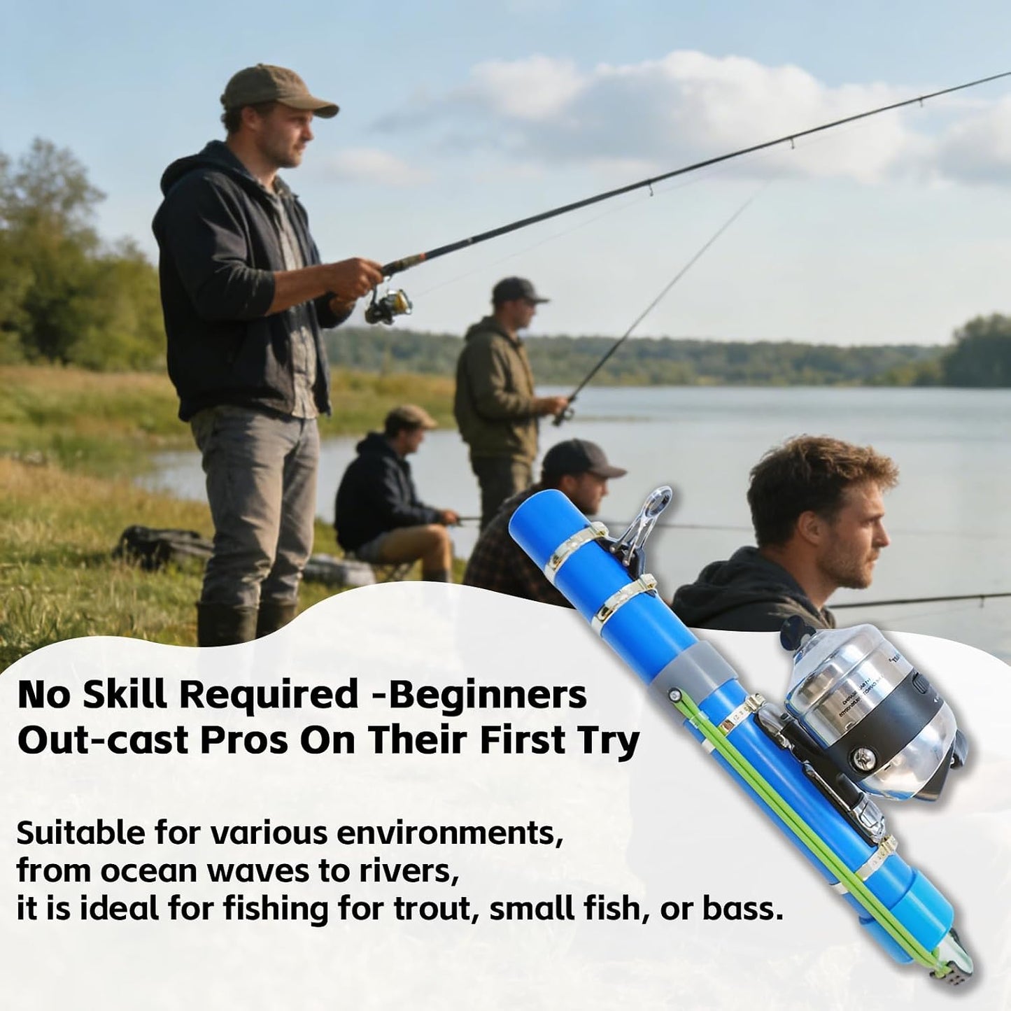 KingKatch Catapult Fishing Rod, Heavy-Duty Slingshot Fishing Pole with Reel & Braided Line, Portable Lure Launcher for Freshwater & Saltwater Fishing