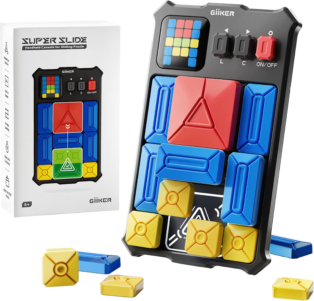 GiiKER Super Slide Puzzle Game, 500+ Challenges, Interactive Sliding Brain Teaser STEM Toy for Kids Ages 6+, Screen-Free Logic & Problem-Solving Game