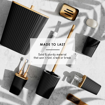 Clara Clark Black Bathroom Set, Shower Curtain Set, Bathroom Accessory Set