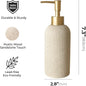 Sand Beige Hand Soap Dispenser with Matte Gold Pump, 11oz Luxury Boho Farmhouse Style, Fluted Sandstone Texture, Lotion & Dish Soap Dispenser for Bathroom and Kitchen Countertop