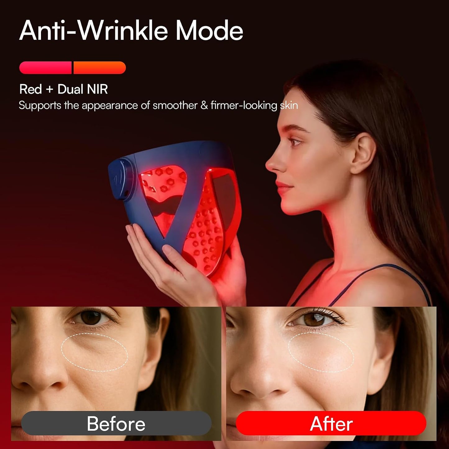 INIA GLOW 4D Wireless Red Light Therapy Mask for Face, Dual NIR, 320 LEDs