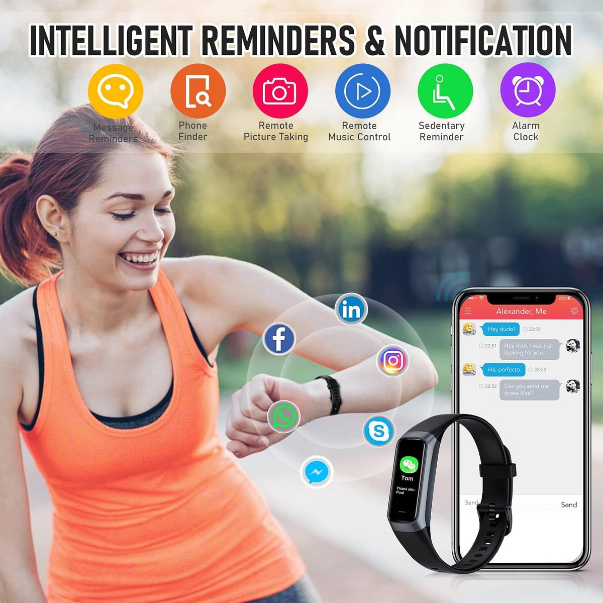 Fitness Tracker with 24/7 Heart Rate, Activity Trackers with Blood Pressure Sleep Monitor, 1.10" AMOLED Screen Step Tracker, Waterproof Step Counter, Health Smart Watch Pedometer for Women Men