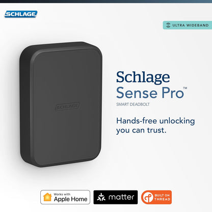 Schlage Sense Pro UWB Smart Deadbolt Lock, Hands-Free Unlock, Matte Black