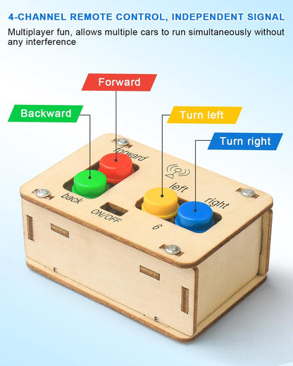 Poraxy STEM Kits for Kids Ages 8-13, Remote Control Car Building Kit with Wooden 3D Puzzle, 4WD Model Car Science Project Toy for Boys & Girls
