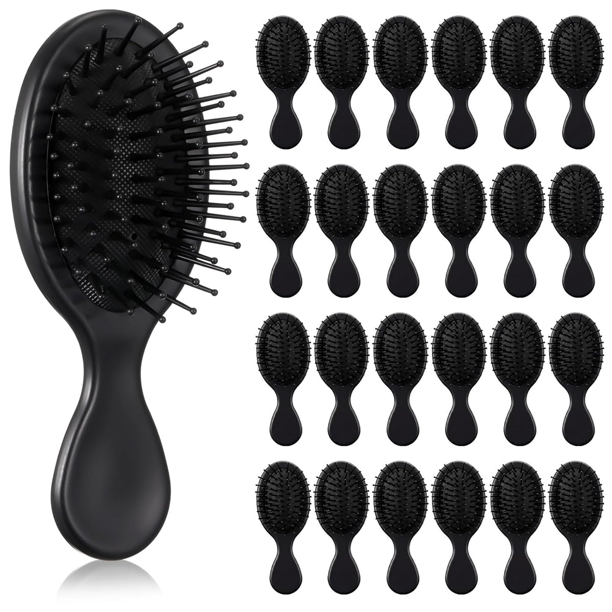 Meanplan 100 Pack Mini Hair Brushes Bulk Air Cushion Detangling Hairbrushes with Soft Bristles Travel Size Black Hair Brush for Wet Dry Hotel Amenities Charity Gym Salon Gifts Guest Supplies