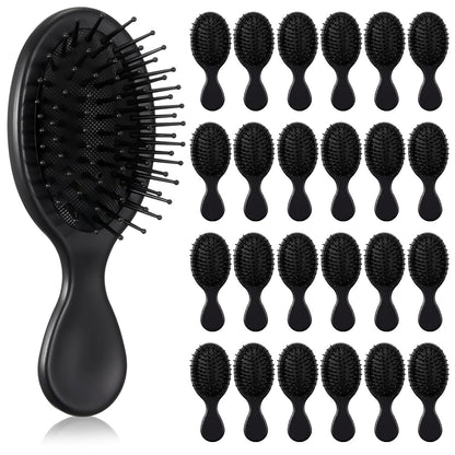 Meanplan 100 Pack Mini Hair Brushes Bulk Air Cushion Detangling Hairbrushes with Soft Bristles Travel Size Black Hair Brush for Wet Dry Hotel Amenities Charity Gym Salon Gifts Guest Supplies