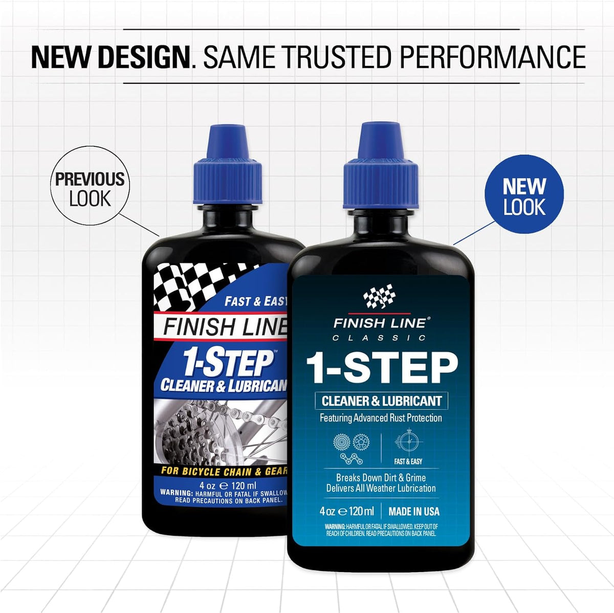 Finish Line 1-Step Cleaner & Lubricant, 4 fl oz, Bicycle Chain Cleaner & Lubricant for All Chain Types, Rust Protection & Smooth Drivetrain Maintenance