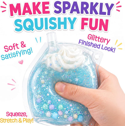 MOREDOTS Squishy Making Kit, Make 5 DIY Squishies, Arts & Crafts Activity Set for Kids Ages 6+, Glitter Drink Cup, Ball, Cheese & Cube Squishies